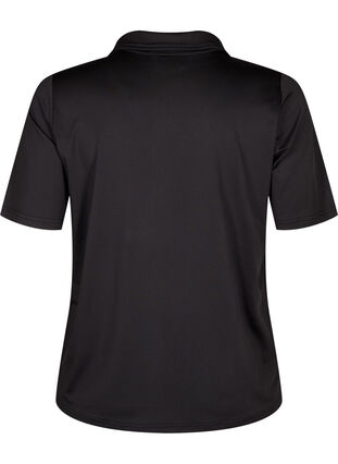 Zizzi Poloshirt met V-hals, Black, Packshot image number 1