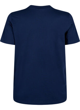 Zizzi Basic katoenen T-shirt met ronde hals, Navy Blazer, Packshot image number 1