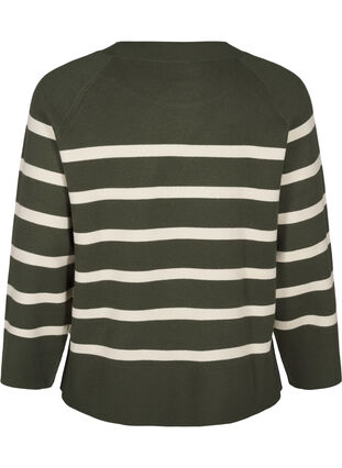 Zizzi Gestreepte gebreide blouse met ronde hals, D. Bag Birch Stripe, Packshot image number 1