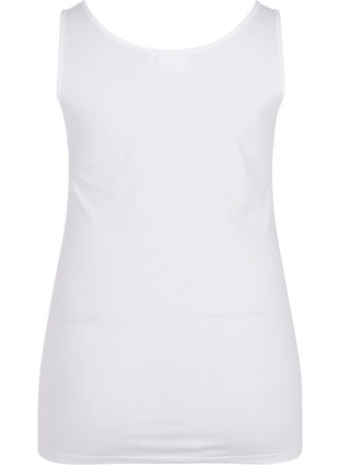 Zizzi Effen gekleurd basic top in katoen, Bright White, Packshot image number 1