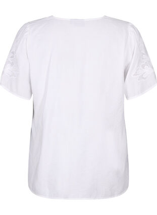 Zizzi Viscose blouse met korte mouwen en borduursel, Bright White, Packshot image number 1