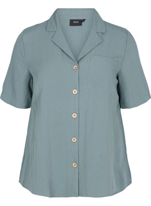 Zizzi Overhemd van viscose met korte mouwen, Balsam Green, Packshot image number 0