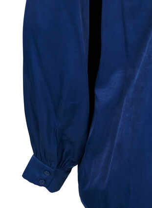 Zizzi Blouse met lange mouwen, ruches en V-hals, Estate Blue, Packshot image number 4