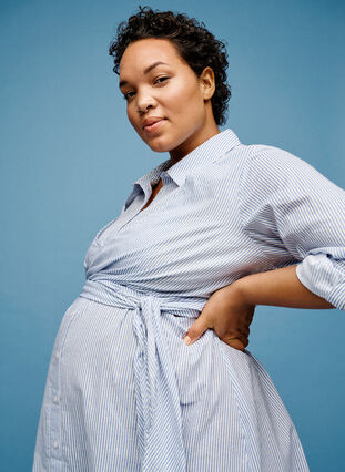 Zizzi Zwangerschapsjurk van katoen, Blue Stripe, Image image number 0