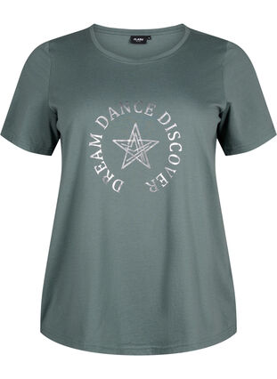 Zizzi FLASH - T-shirt met motief, Balsam Green Star, Packshot image number 0