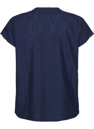 Zizzi Blouse met korte mouwen en bloemenborduursel, Naval Academy, Packshot image number 1