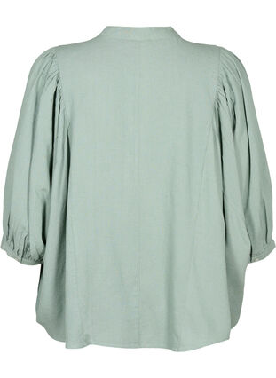 Zizzi Viscose-Linen Mix Shirt Blouse met 3/4 Mouwen, Chinois Green, Packshot image number 1