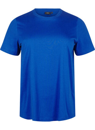 Zizzi Basic katoenen T-shirt met ronde hals, Sodalite Blue, Packshot image number 0