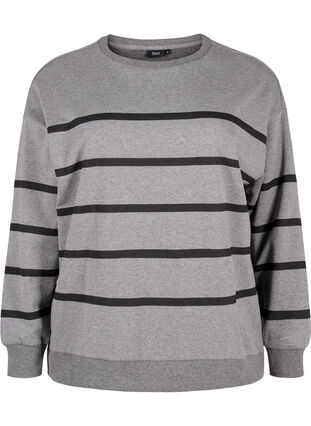 Zizzi Sweatshirt met ronde hals, MGM w. Black Stripe, Packshot image number 0