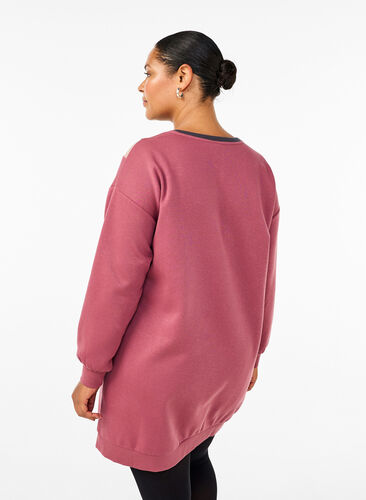 Zizzi Lang sweatshirt met colourblock, Rose B. Color Block, Model image number 1