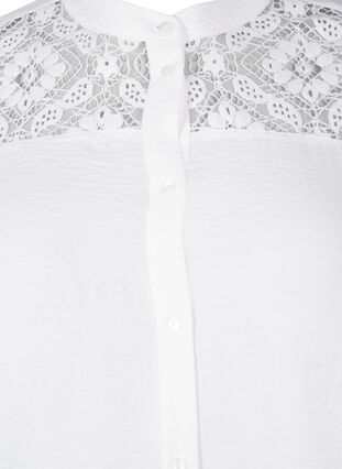 Zizzi Lang viscose shirt met kanten detail, Bright White, Packshot image number 2