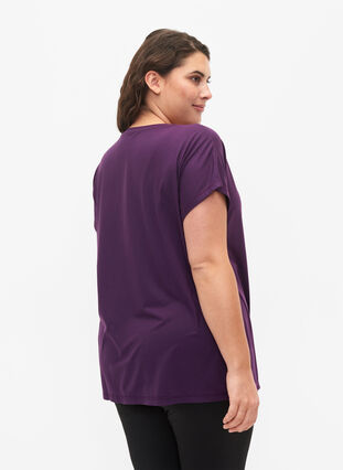 Zizzi Trainings T-shirt met korte mouwen, Purple Pennant, Model image number 1
