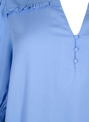 Zizzi Viscose blouse met smok en ruches, Cornflower Blue, Packshot image number 2
