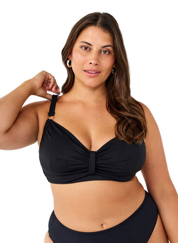 Zizzi Bikini-bh met beugel en drapering, Black, Model image number 0