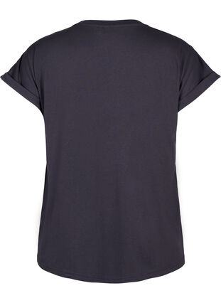 Zizzi T-shirt met korte mouwen van katoenmix, Asphalt, Packshot image number 1