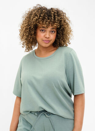 Zizzi T-shirt in modalmix, Chinois Green, Model image number 0