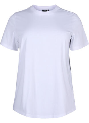 Zizzi Basic katoenen T-shirt met ronde hals, Bright White, Packshot image number 0