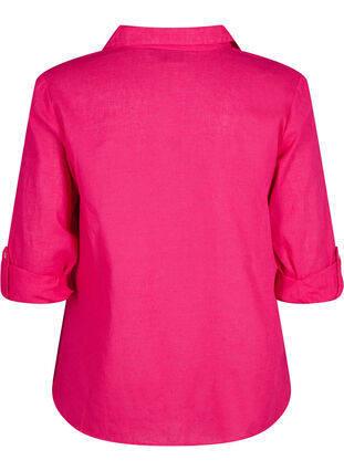 Zizzi Overhemdblouse met knoopsluiting van katoen-linnenmix, Bright Rose, Packshot image number 1