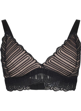 Zizzi Bralette met kant en zachte vulling, Black, Packshot image number 0