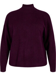 Gebreide wollen blouse met hoge hals, Potent Purple Mel.