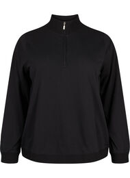 Sweatshirt met hoge hals en ritssluiting, Black