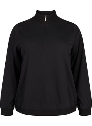 Zizzi Sweatshirt met hoge hals en ritssluiting, Black, Packshot image number 0