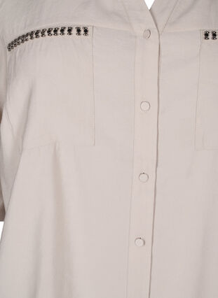 Zizzi Shirt met studs en 3/4 mouwen, Chateau Gray, Packshot image number 2