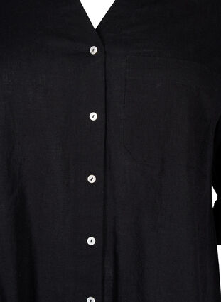 Zizzi Shirt blouse met knoopsluiting van katoen-linnenmix, Black, Packshot image number 2