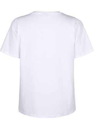 Zizzi T-shirt van biologisch katoen met geborduurde details, Bright White, Packshot image number 1