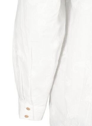 Zizzi Blouse met lange mouwen en borduurwerk, Bright White, Packshot image number 3