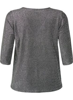 Zizzi Glitter blouse met 3/4 mouwen, Black Silver , Packshot image number 1