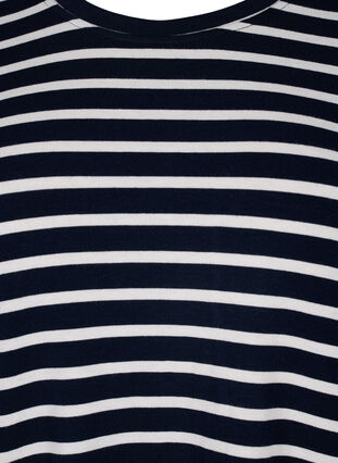 Zizzi Blouse met lange mouwen en strepen, Evening Blue Stripe, Packshot image number 2