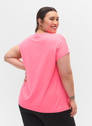Zizzi Effen sportshirt, Neon pink, Model image number 2