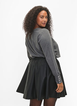 Zizzi Blouse met lange mouwen, brede manchetten en knopen, Dark Grey Melange, Model image number 1