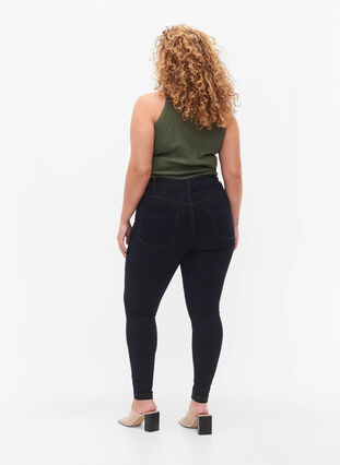 Zizzi Super slim Amy jeans met hoge taille, Tobacco Un, Model image number 1