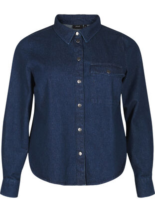 Zizzi Spijkerjasje met borstzak, Unwashed Denim, Packshot image number 0