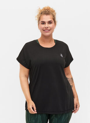 Zizzi Trainings T-shirt met korte mouwen, Black, Model image number 0