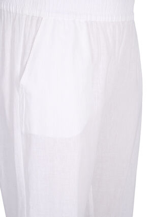 Zizzi Effen katoenen broek met linnen, Bright White, Packshot image number 2