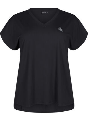 Zizzi T-shirt met V-hals, Black, Packshot image number 0