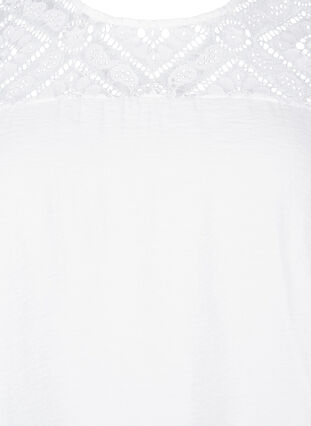 Zizzi Blouse van viscose met korte mouwen en kant detail, Bright White, Packshot image number 2