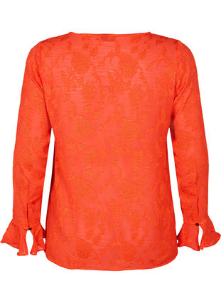 Zizzi Lange mouw shirt met jacquard look, Orange.com, Packshot image number 1