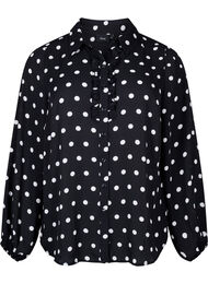 Gestippeld shirt met ruches, Black W. White Dot