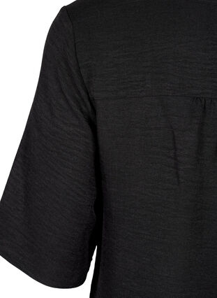 Zizzi Overhemd blouse met V-hals en korte mouwen, Black, Packshot image number 3