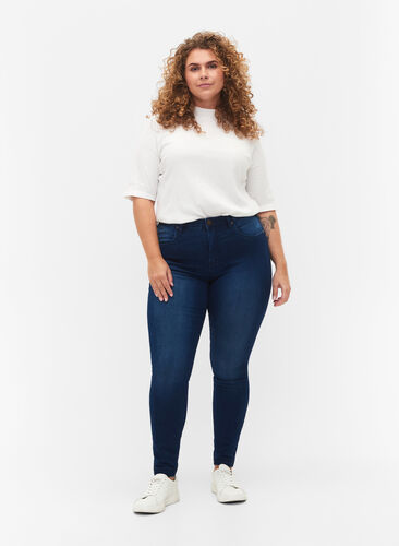 Zizzi Super slim Amy jeans met hoge taille, Blue Denim, Model image number 0