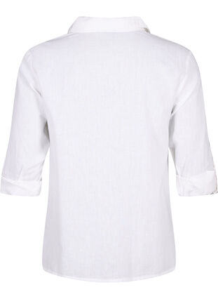 Zizzi Shirtblouse met knoopsluiting van katoen-linnenmix, Bright White, Packshot image number 1