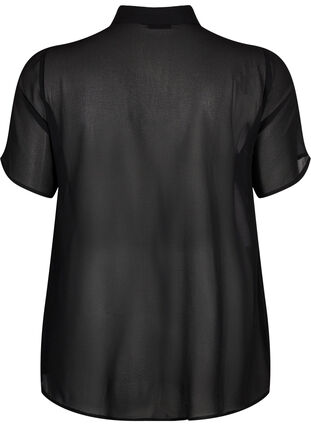 Zizzi Overhemdblouse met korte mouwen en ruches, Black, Packshot image number 1