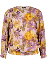 Smock blouse met bloemenprint, Purple Flower