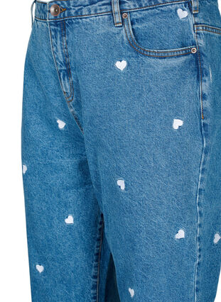 Zizzi Mille mom fit jeans met borduurwerk, Light Blue Heart, Packshot image number 2