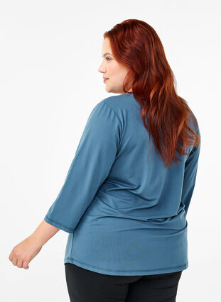 Zizzi Training blouse met 3/4 mouwen, Indian Teal, Model image number 1