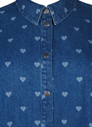 Zizzi Denim shirt met hartjes, L. Blue D. W. Heart, Packshot image number 2